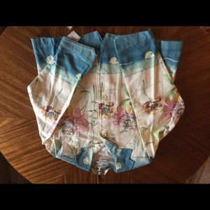 Ivory flowered denim jacket touch of blue